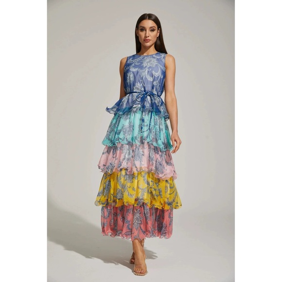 Designer-Style Layered Ruffled Women's Dress - Picture 3 of 12